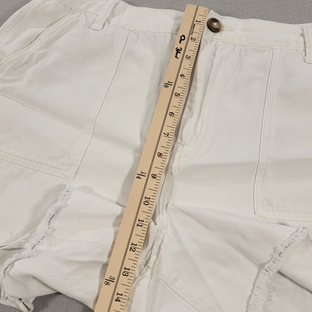 Aerie Denim Shorts High‎ Rise Raw Hem White Lightweight Women's XL Summer Casual - Picture 5 of 8